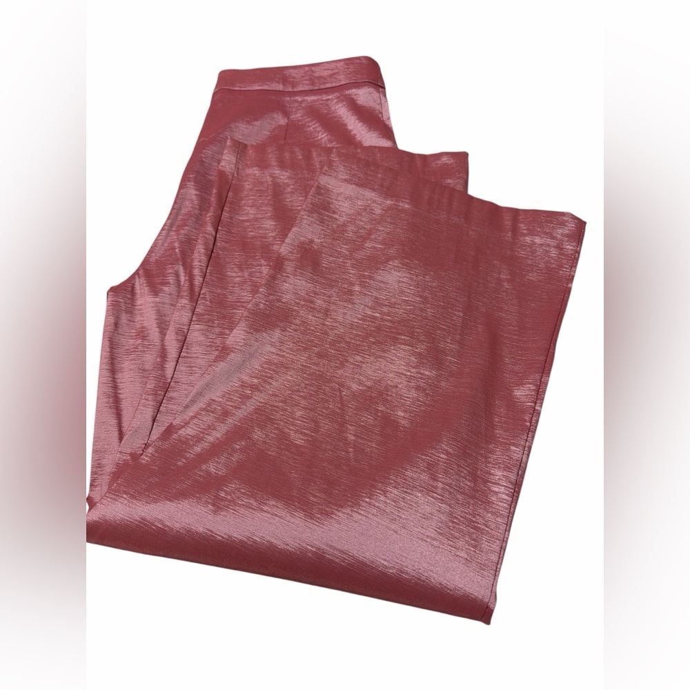 Preston & York Thea Taffeta Wide Leg Pants Sz 6 Rose Pink Satin High Waist NWT - Picture 5 of 8